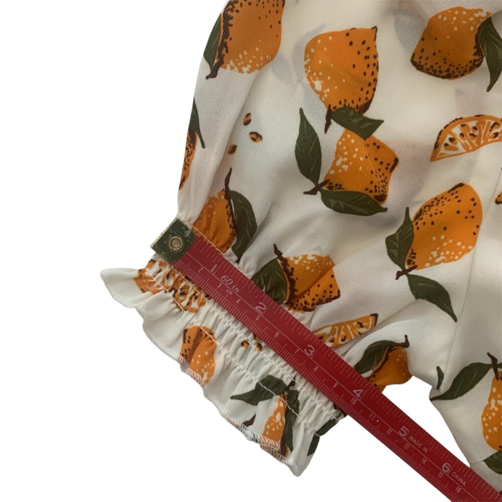 Citrus print wrap  maxi summer orange cream dress - Picture 10 of 14